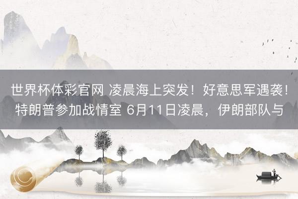 世界杯体彩官网 凌晨海上突发!好意思军遇袭!特朗普参加战情室 6月11日凌晨,伊朗部队与