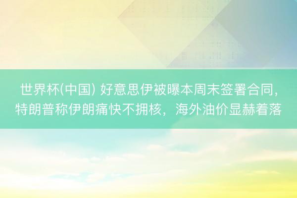 世界杯(中国) 好意思伊被曝本周末签署合同，特朗普称伊朗痛快不拥核，海外油价显赫着落
