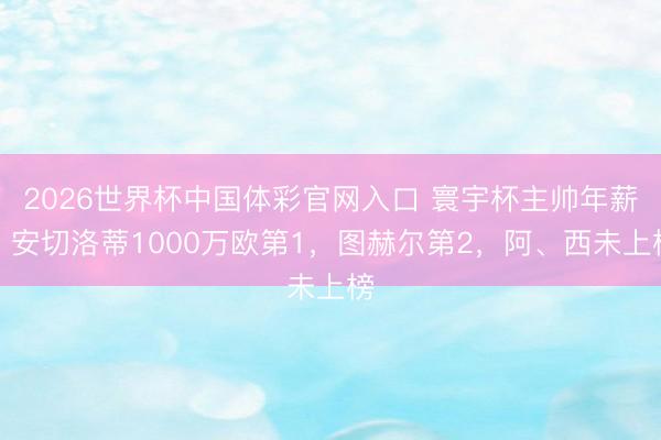 2026世界杯中国体彩官网入口 寰宇杯主帅年薪:安切洛蒂1000万欧第1,图赫尔第2,阿、西未上榜