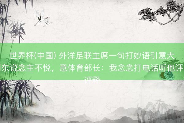 世界杯(中国) 外洋足联主席一句打妙语引意大利东说念主不悦，意体育部长：我念念打电话听他评释