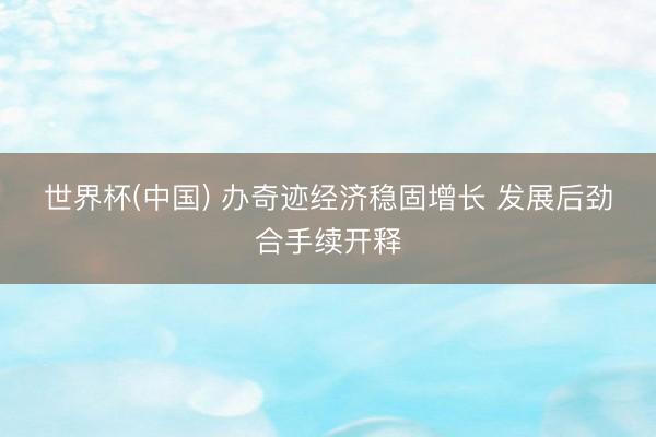 世界杯(中国) 办奇迹经济稳固增长 发展后劲合手续开释