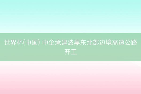 世界杯(中国) 中企承建波黑东北部边境高速公路开工